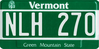 VT license plate NLH270