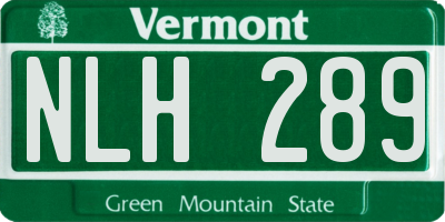 VT license plate NLH289