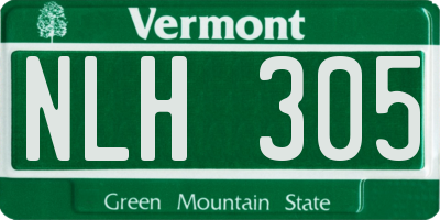 VT license plate NLH305