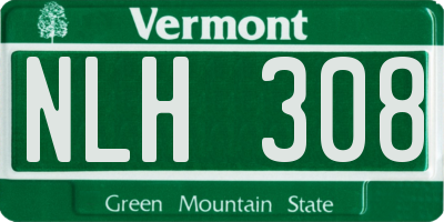 VT license plate NLH308