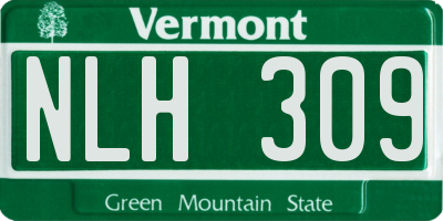 VT license plate NLH309