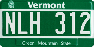 VT license plate NLH312