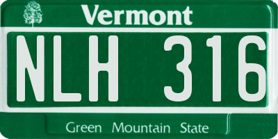 VT license plate NLH316