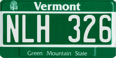VT license plate NLH326