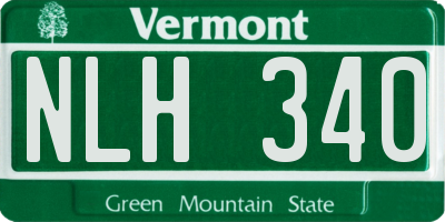 VT license plate NLH340