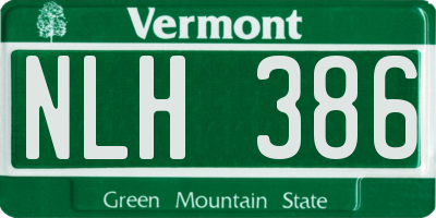 VT license plate NLH386
