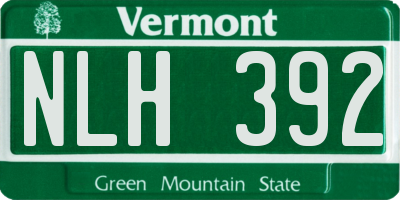 VT license plate NLH392