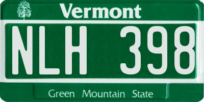 VT license plate NLH398