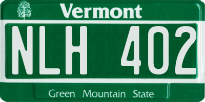 VT license plate NLH402