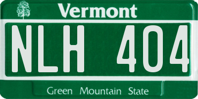 VT license plate NLH404