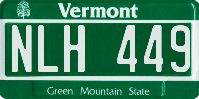 VT license plate NLH449