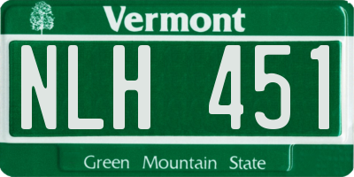 VT license plate NLH451