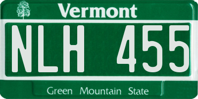 VT license plate NLH455
