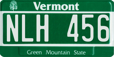 VT license plate NLH456