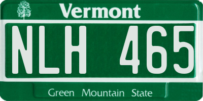 VT license plate NLH465
