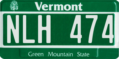 VT license plate NLH474