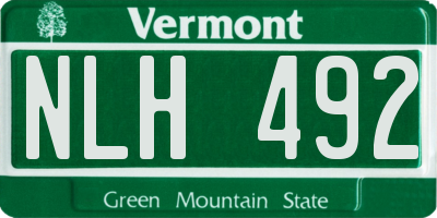 VT license plate NLH492