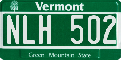 VT license plate NLH502