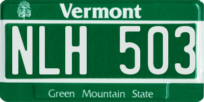 VT license plate NLH503