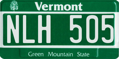VT license plate NLH505