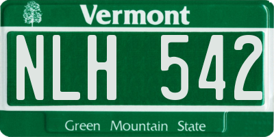 VT license plate NLH542