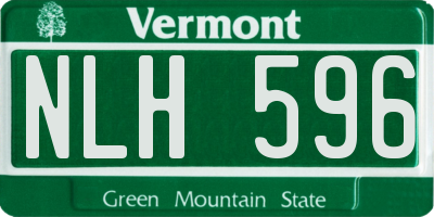 VT license plate NLH596