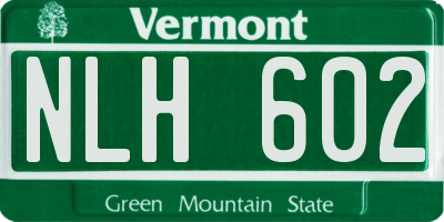 VT license plate NLH602