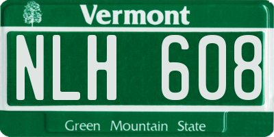 VT license plate NLH608