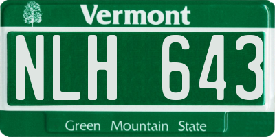 VT license plate NLH643