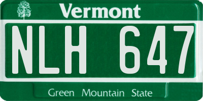 VT license plate NLH647