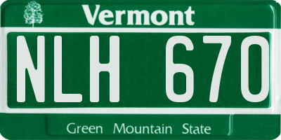 VT license plate NLH670