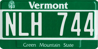 VT license plate NLH744