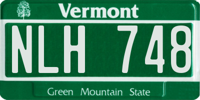 VT license plate NLH748