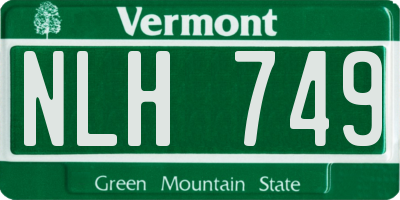 VT license plate NLH749