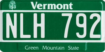 VT license plate NLH792