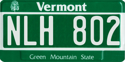 VT license plate NLH802