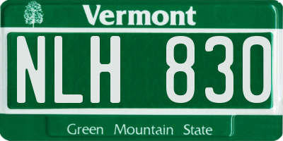 VT license plate NLH830