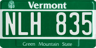 VT license plate NLH835