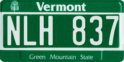 VT license plate NLH837