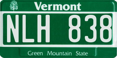 VT license plate NLH838