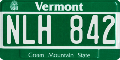 VT license plate NLH842