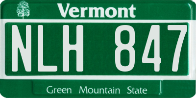 VT license plate NLH847