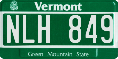 VT license plate NLH849