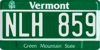 VT license plate NLH859