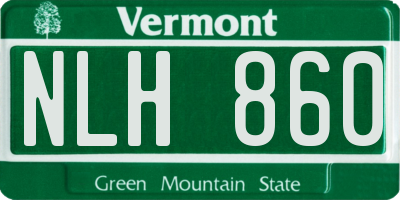 VT license plate NLH860