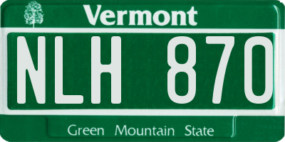 VT license plate NLH870