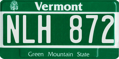 VT license plate NLH872