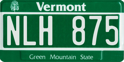 VT license plate NLH875