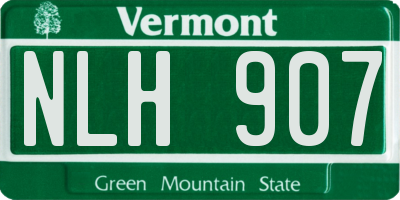 VT license plate NLH907
