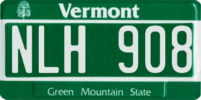 VT license plate NLH908